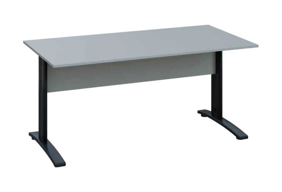 EPK 28 - 16 stůl kancelářský, kovová podnož černá, deska 25 mm, široký 1600 mm, šedá